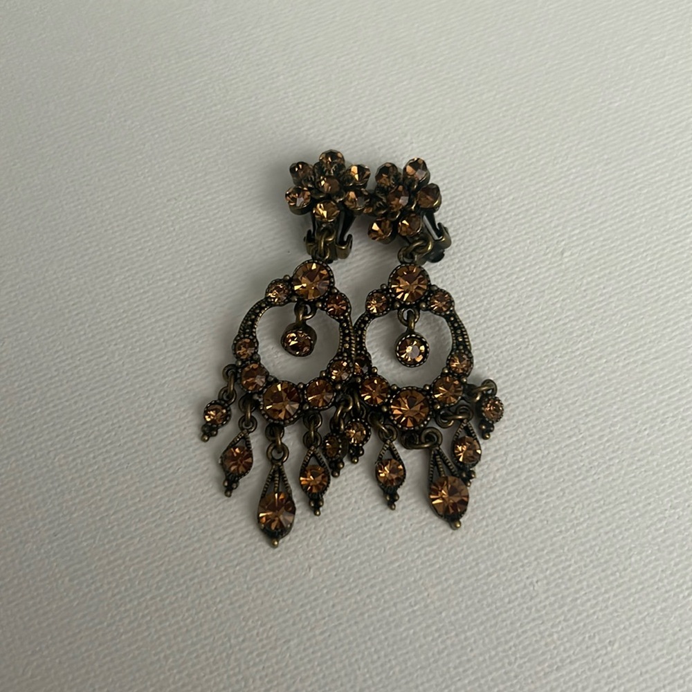 Bronze chandelier antique clip on earrings